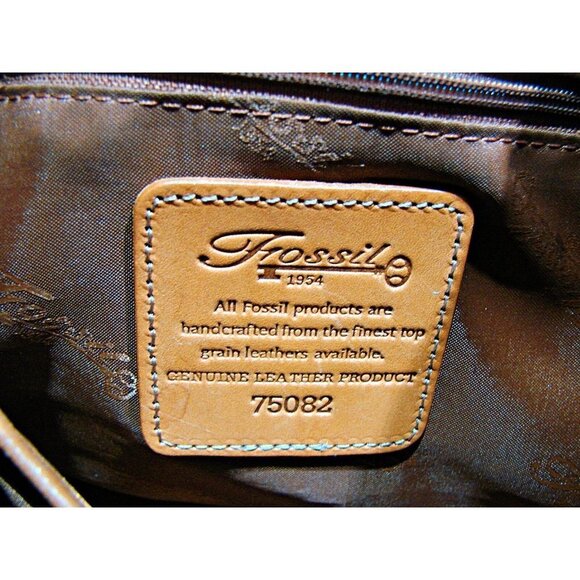 Fossil Womens Brown Leather Adjustable Strap Drawstring Shoulder Handbag Flaw - Picture 12 of 12